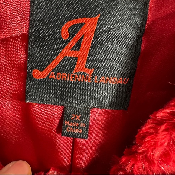 Adrienne Landau red faux fur 2X coat, snakeskin pattern, fall, autumn - Picture 4 of 13